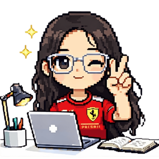 Pixel art avatar doing a peace sign